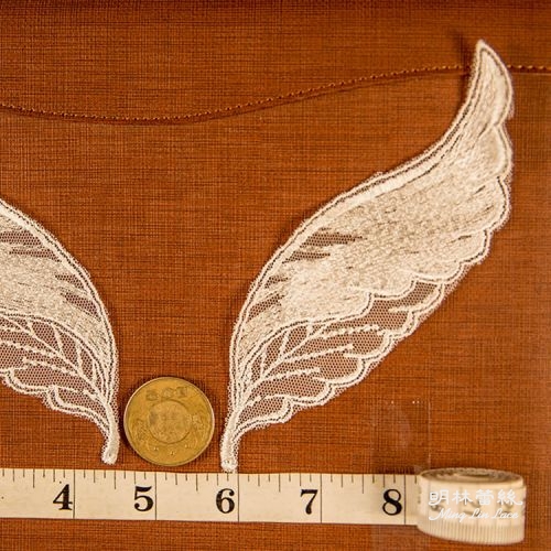 左右花朵蕾絲-歐式古典華麗葉子翅膀造型花片-長約15公分-一對