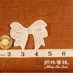 花朵蕾絲-甜美可愛日系白色蝴蝶結花片-長約7公分-單朵