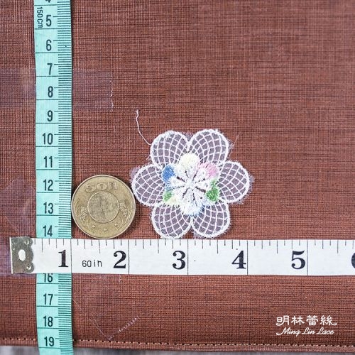 花朵蕾絲-日系手作網狀花朵彩色心花片-長約5公分-單朵
