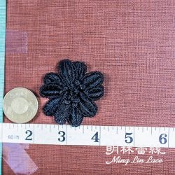花朵蕾絲-法式浪漫華麗黑色立體花朵花片-長約5.5公分-單朵