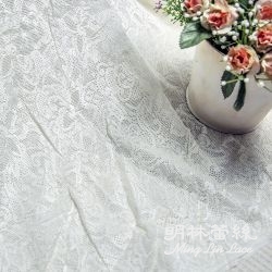 布碼蕾絲-拉雪兒蕾絲歐式古典華麗花朵歐式圖騰花邊-寬約184公分(白／米白)