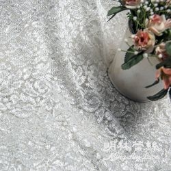 布碼蕾絲-拉雪兒蕾絲法式浪漫華麗花朵花邊-寬約150公分(白／米白)
