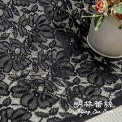 布碼蕾絲-拉雪兒蕾絲法式浪漫華麗花朵葉子花邊-寬約142公分(黑色)