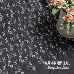 布碼蕾絲-網狀蕾絲甜美可愛日系花草花邊-寬約145公分(黑白)