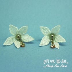 【Minglin Lace-Little Tianma】rhinestones_flowers_beads_earrings MIT Taiwan-made boutique
