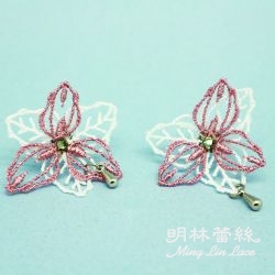 [Minglin Lace-Little Tianma] Rhinestone_Flower_Pendant_Earrings MIT Taiwan-made boutique