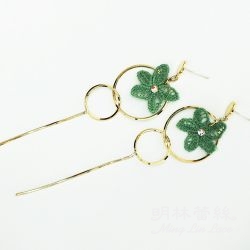 【Minglin Lace-Little Tianma】rhinestones_flowers_circles_chains_earrings MIT Taiwan-made boutique