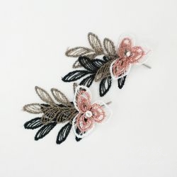 [Minglin Lace-Little Tianma] Rhinestones_Flowers_Leaves_Earrings MIT Taiwan-made boutique