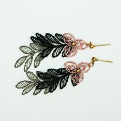 【Minglin Lace-Little Tianma】leaf_flower_pearl_earrings MIT Taiwan-made boutique