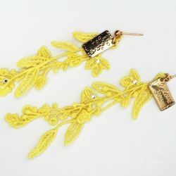 【Minglin Lace-Little Tianma】vine_gold medal_rhinestone_earrings MIT Taiwan-made boutique