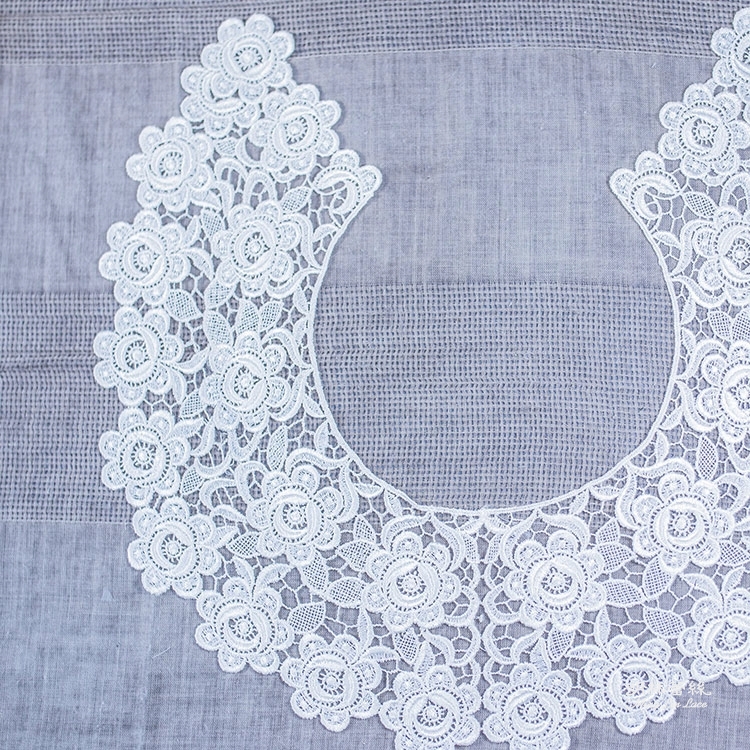 蕾絲胸花領片-法式浪漫婚禮縷空花朵胸花領片-內圍42.5公分-外圍72公分-一對