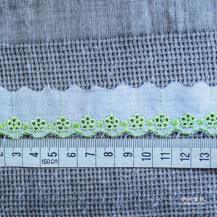 棉布蕾絲-法式浪漫婚禮綠色滾綠花縷空造型花邊-寬約2公分