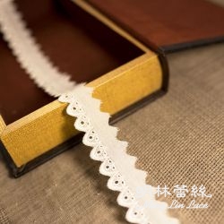 棉布蕾絲-法式浪漫簡約純白滾縷空圖騰花邊-寬約2公分