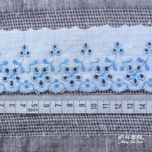 Cotton Lace - French Romantic Wedding Blue Openwork Flower Lace - about 5 cm wide