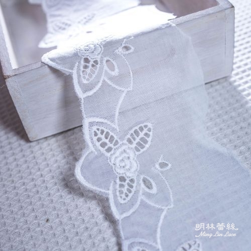棉布蕾絲-法式浪漫自然花朵花邊-寬約8.5公分