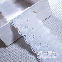 棉布蕾絲-法式浪漫婚禮白色花朵圖騰花邊-寬約5.5公分